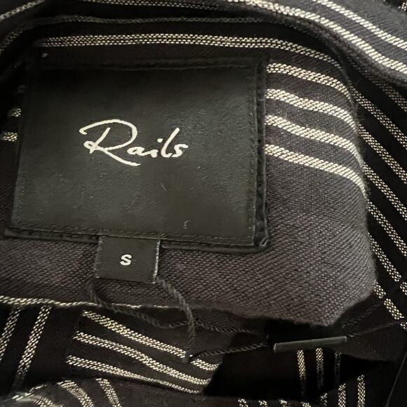 Rails Elouise Segrada Stripe Button Down Blouse Black White Size Small NWT - Picture 9 of 11